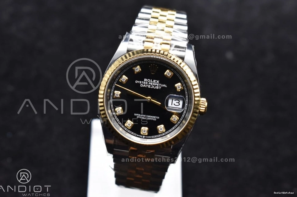 Clean Steel 556 Diamonds 904L RelaxedFit Jubilee 126233 YG VR Dial DateJust Edition on 36 Bracelet SS 1:1 Black Best 0306